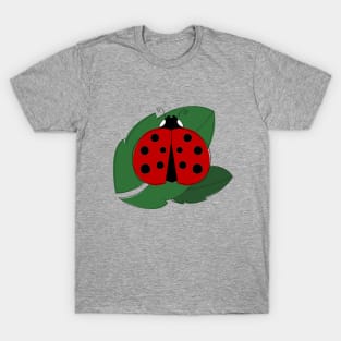 Ladybug on Green Leaf Cute Insect Graphic T-Shirt